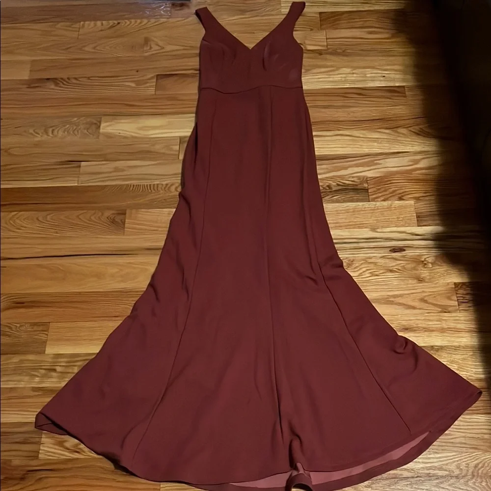 Crepe Tank Mermaid Dress with Back Knot - Picture 2 of 8